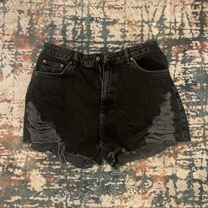 Top Shop Black Denim high waisted Shorts